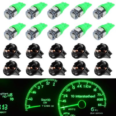 Winetis Green 194 T10 W5W LED Bulbs Light with PC195 PC194 PC168 Twist Lock Socket 168 Panel Gauge Instrument Cluster Dashboard Bulbs Dash Lights 12V Extremely Bright,Pack of 10
