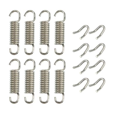 X AUTOHAUX 8 Set 43mm 1.69" Motorcycle Exhaust Pipe Spring with U Shape Hooks Stainless Steel Silver Tone