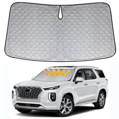 LHCDQSKCW Windshield Sun Shade Compatible with Hyundai Palisade 2020 2021 2022 2023 2024 2025, 6-Layer Foldable Front Window Sunshade Reflector Cover, Sun Visor Protector Blocks UV Rays
