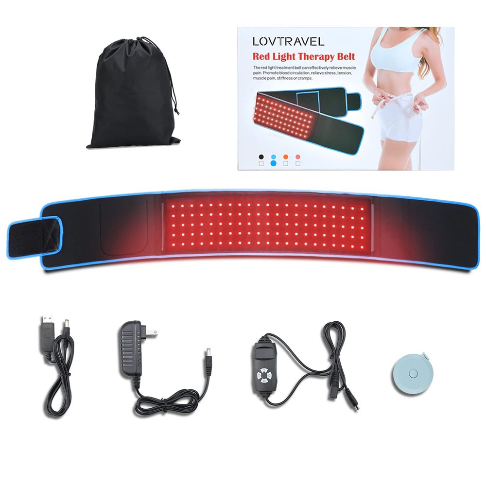 LOVTRAVEL 660nm Red Light Therapy Belt 850nm Light Therapy Devices Wearable Wrap Treatment Pad for Body Shoulder Knee Back Muscle Pain Relief (Blue)