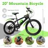 RibasuBB 20 inch Mountain Bike, Double Brake Bicycle High Carbon Steel MTB Children's Bike,Internal Cable Bike for Youth Men Women Boys Green view 4