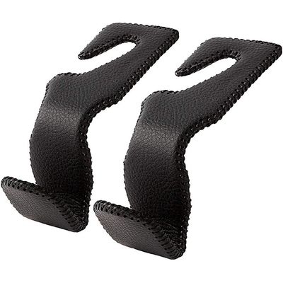 MAXZIZ 2PCS Car Seat Headrest Hooks Leather Hidden Back Hanger Storage Holder Organizer Rear Rack for Purses Bags Interior Accessories (Color : Black)