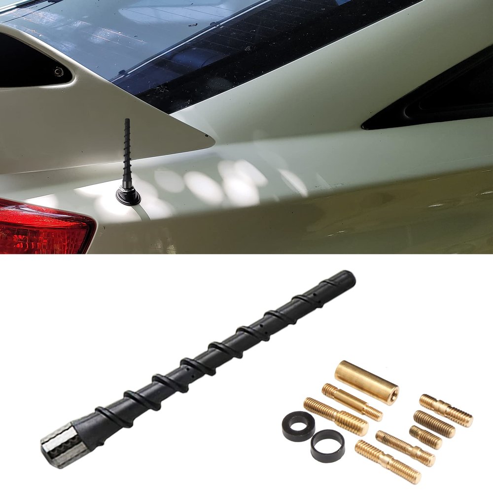 Middrivr Black Carbon Fiber Spiral Bending Antenna, 7.7 Inch Universal Car Spiral Antenna for F150 Wrangler GMC Chevy Jeep