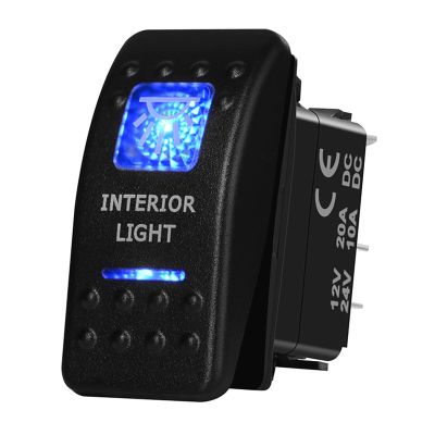 12V Interior Lights Rocker Switch 5 PIN On-Off SPST Toggle Switch for Car Boat RV UTV RZR Polaris Ranger Dashboard 12V/20A 24V/10A IP67