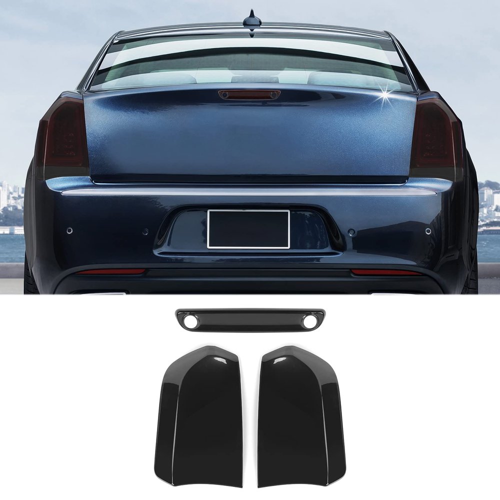 SQQP Tail Light Rear Light Cover & 3rd Third Brake Light Cover Kit 3Pcs Compatible with 2015-2023 Chrysler 300/300C(Smoke Black)