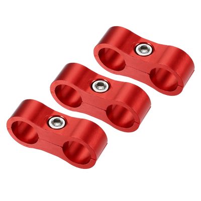 X AUTOHAUX 3pcs Aluminum Alloy AN6 Car Hose Separator Clamp Fuel Line Connector for Oil Fuel Hose Red