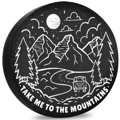 Spare Tire Covers for Trailers Take Me to Mountains Tires for Cars Weatherproof Dust-Proof Universal for Trailer SUV Camp Travel Trailer 12" 13" 14" 15" 16" 17 Inch