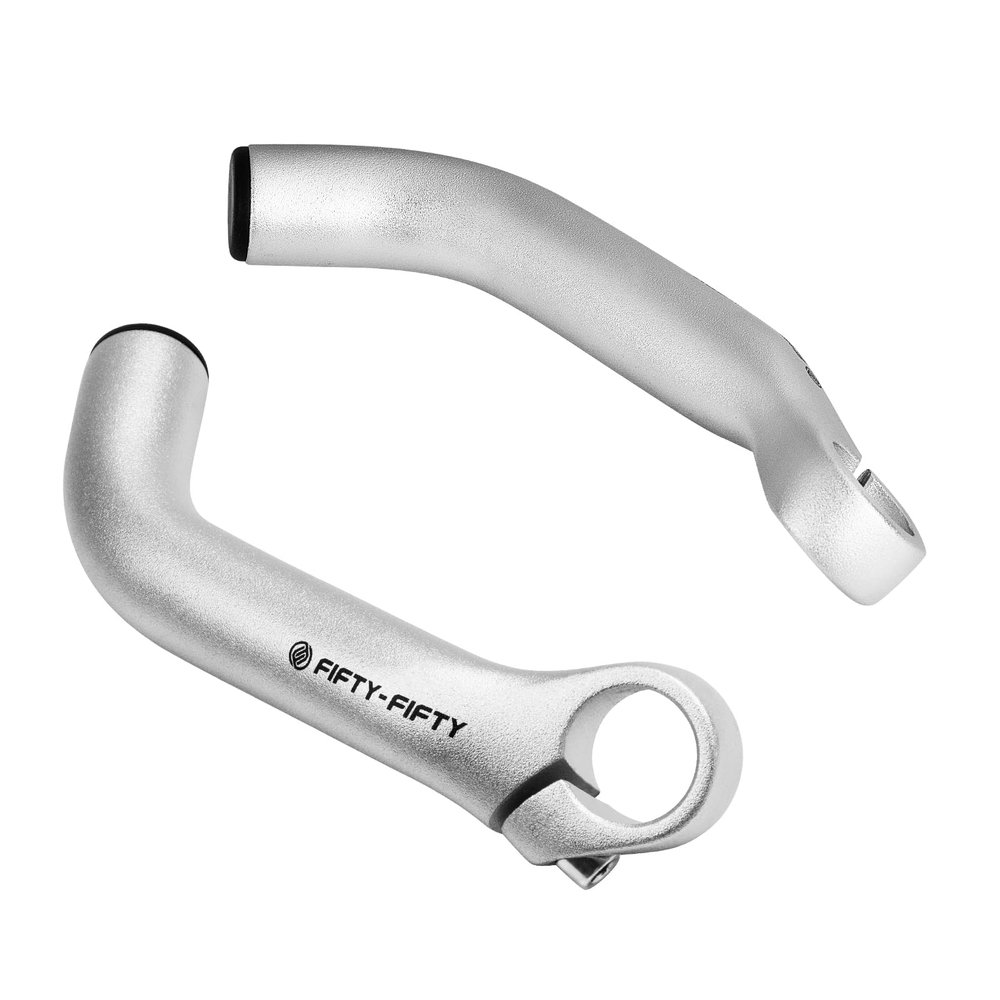 FIFTY-FIFTY Bike Bar Ends, Mountain Bike Handlebar Ends, Aluminium Alloy MTB Bicycle Bar Extender (Brushed Silver)