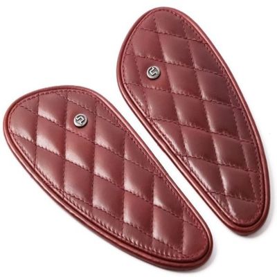 Trip Machine Company Genuine Leather Motorcycle Tank Pad Handcrafted Crunch Leather Tank Protector Premium Aesthetic Upgrade for Motorcycles (Mini Leather Diamond Cherry Red)