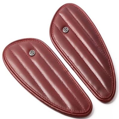 Trip Machine Company Genuine Leather Motorcycle Tank Pad Handcrafted Crunch Leather Tank Protector Premium Aesthetic Upgrade for Motorcycles (Mini Classic Stripes Cherry Red)