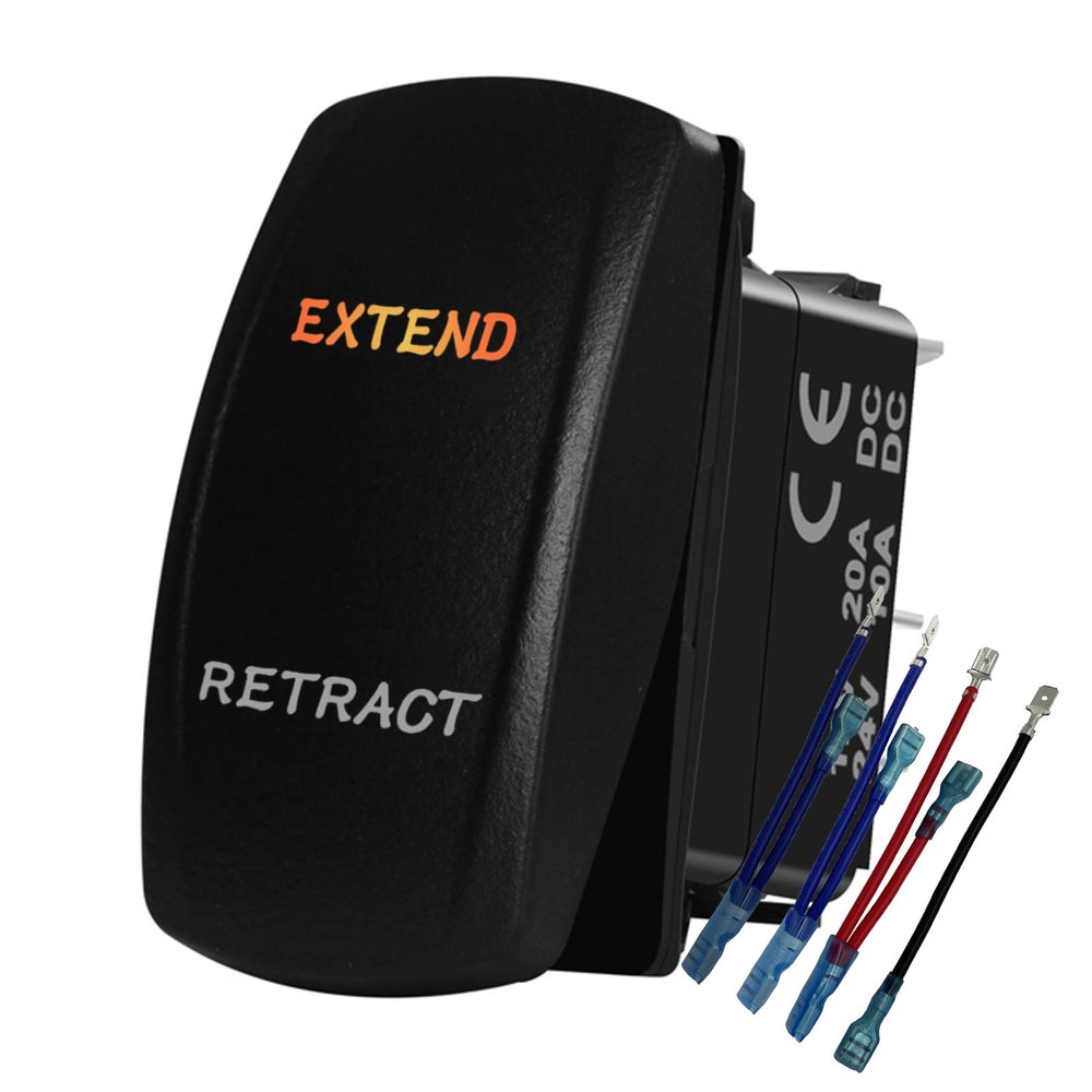 12V DC Motor Reverse Polarity Switch Orange Led Extend Retract Rocker Switch 7 Pin (ON)-Off-(ON) DPDT Momentary Switch for Car Boat RV Golf Cart Can Am 12V/20Amp 24V/10A