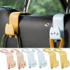 Zursuny 2pcs Car Headrest Hook Cute Cat Car Seat Hanger Hooks Behind-seat Accessories Organizer Hook for Bag Purse Cloth Drink Grocery (Yellow) view 1