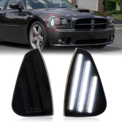 White Front LED Side Marker Lights Compatible with 2006-2010 Dodge Charger