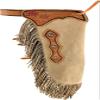 Daarkgreen Leather Suede Horse Riding Chaps Sand Color Sunflower Carving and Toolig Sizes: XS-XXL (Small) view 1