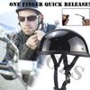 Motorcycle Half Helmet, DOT Approved Adult Men Women Retro Open Face Helmets, Half Shell Helmets for Adults (Black, XX-Large) view 2