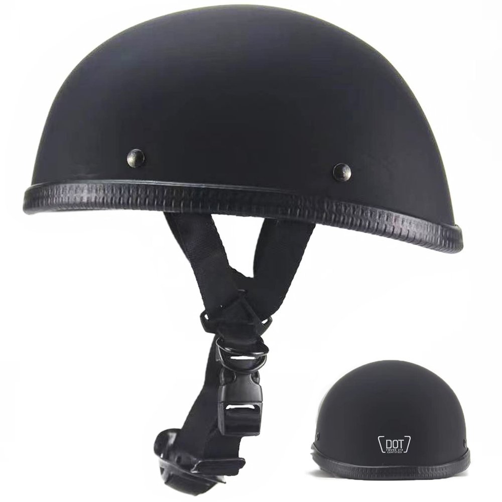 Motorcycle Half Helmet, Adult Men Women Retro Open Face Helmets, Helmet for Adults, Half Shell Helmet (Matte Black, Medium)