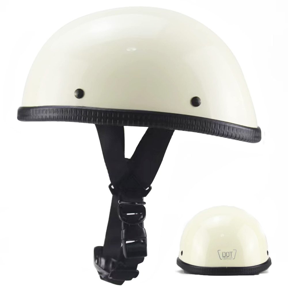 Motorcycle Half Helmet, DOT Approved Adult Men Women Retro Open Face Bike-Helmets, Bicycle/Skateboard Helmet for Adults, Bike, Skate, Scooter, Longboard Half Shell Helmet (Matte Eggshell, XX-Large)