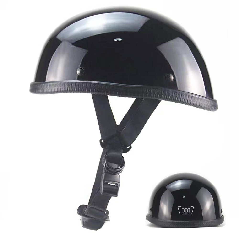 Motorcycle Half Helmet, Adult Men Women Retro Open Face Helmets, Helmet for Adults Half Shell Helmets (Black, Large)