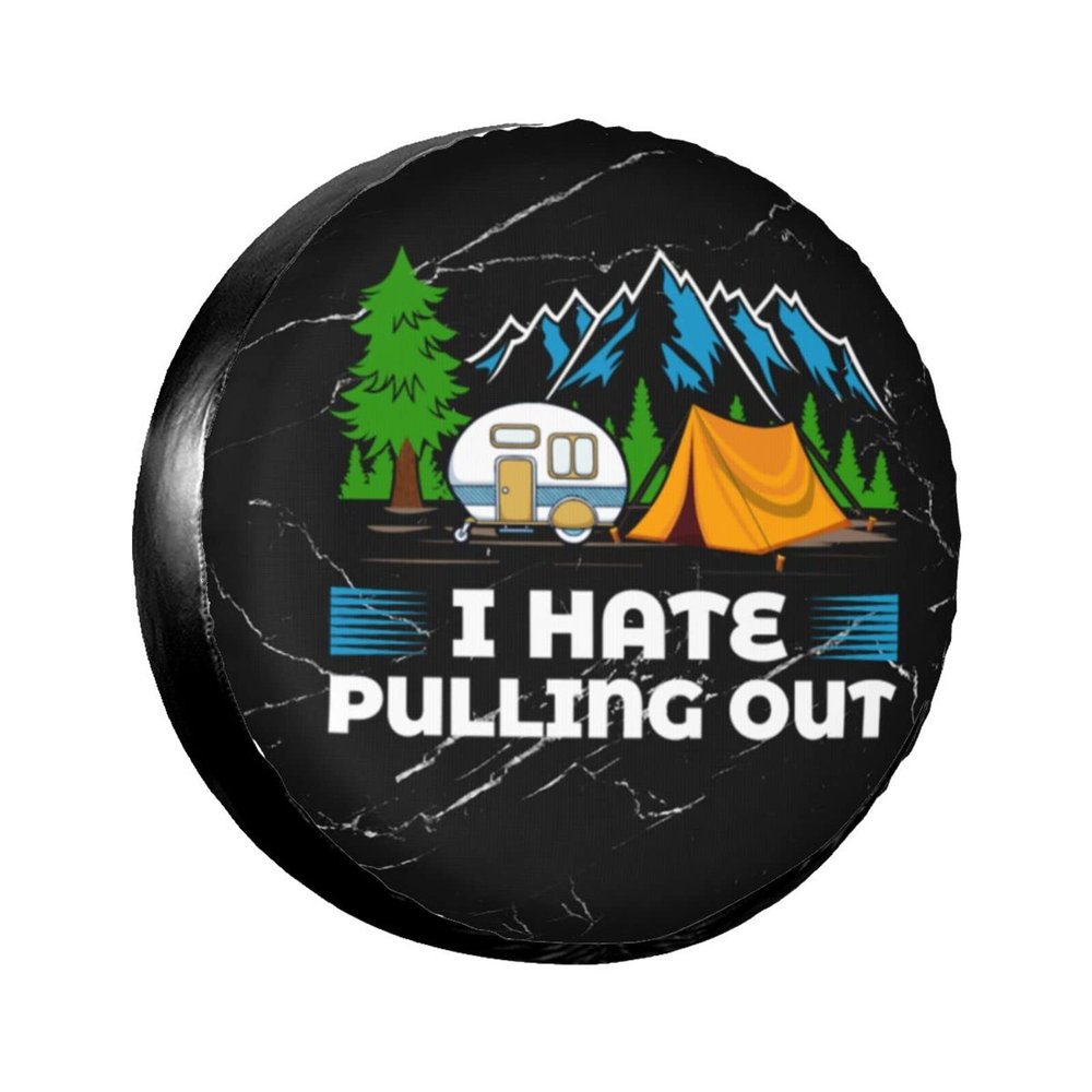Kkaingg Tire Wheel Covers I Hate Pulling Out Rv tire Covers Waterproof Tire Covers, Spare Tire Cover for Trailer RV SUV Truck 15 inch