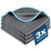 Airlab Carbon Microfiber Towels for Car Glass Window Polishing Cleaning Cloth Auto Detailing Lint Free Streak Free Drying Car Wash Large Towel, Pack of 3, 12" x 12", Grey-Blue view 1