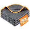 Airlab Carbon Microfiber Towels for Car Glass Window Polishing Cleaning Cloth Auto Detailing Lint Free Streak Free Drying Car Wash Large Towel, Pack of 3, 12" x 12", Grey-Orange view 1