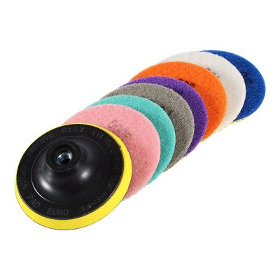 Polishing Pads Disc, One Set Dry Diamond Polishing Pads 100 mm Diameter 4 inch Wet Dry Polishing Pads Disc Granite Marble Concrete Stone Set for Drill Grinder Polisher