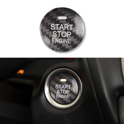 QianBao Compatible with Start Stop Button Cover Carbon Fiber Keyless Car Engine Push Start Ignition Switch Sticker for Mazda 3 6 CX-5 MX-5 Black