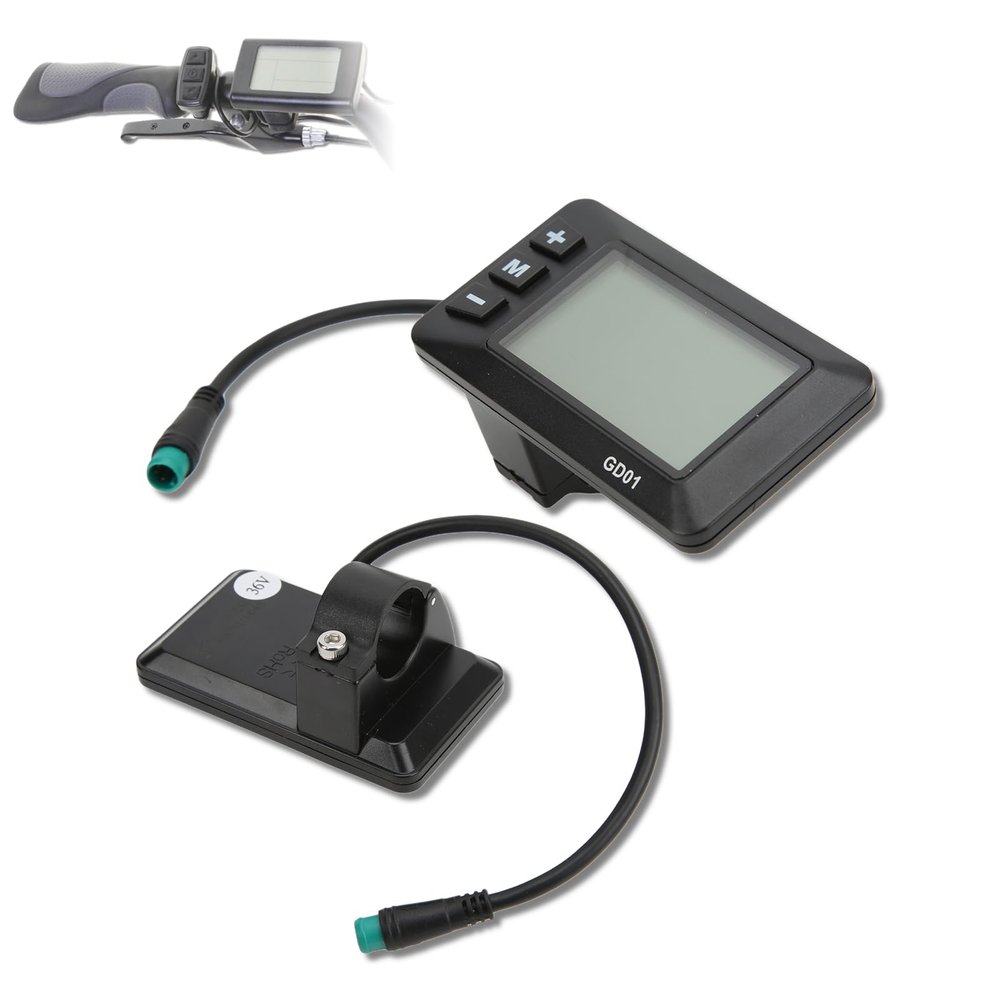 Electric LCD Display, Speedometer with Plastic 5 Pin Interface, 36V 48V LCD GD01 Display Replacements for 22.2mm/0.87in Handlebar