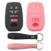 kcpros 2Pcs Rubber Silicone 6 Buttons Smart Key Fob Cover Case Protector Keyless with Keychain Compatible with Toyota Sienna 2021 2022 2023 Black Pink view 1