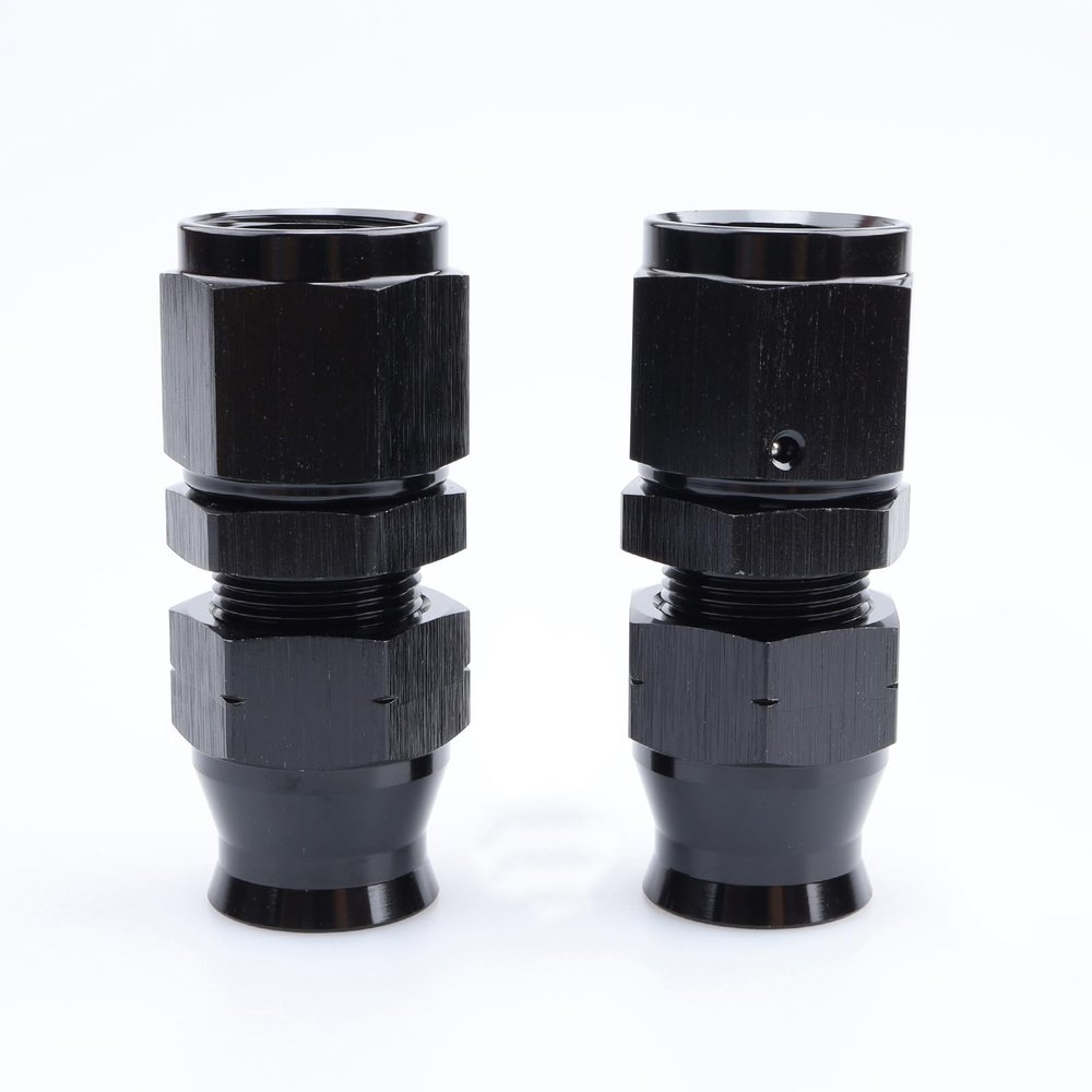 AC PERFORMANCE -8 AN Female to 1/2" Hardline Compression Fitting Adapter Aluminum Black, Pack of 2