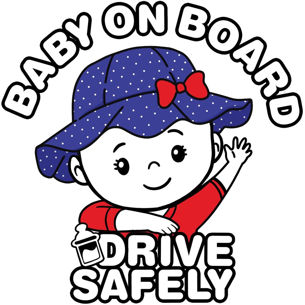 6 Pieces (2 Stickers Plus 4 Reflective Warning Open Door Sign), High Visibility, Baby in Car Sticker and Warning Open Door Sign, Baby on Board Sticker, Drive Safely Sticker, Baby Board Sticker, Car Sticker, Waterproof, UV Proof (Girl Blue Hat)