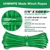 WROUGH 1/4" Synthetic Winch Rope, 1/4 in x 50 Ft 10,000LBs Strength ATV Winch Rope Line with Protecting Sleeve and Thimble, Suitable for ATV, SUV, Vehicle (Green) view 2