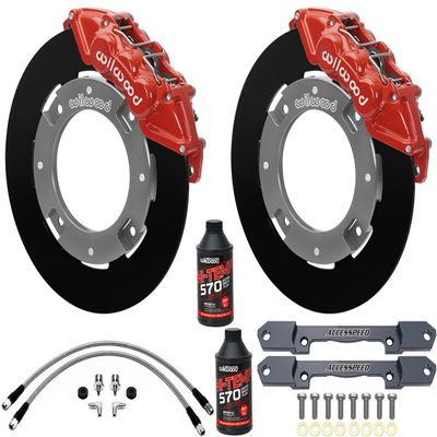 Wilwood Front UTV Big Brake Kit Combo with Red Calipers, Plain Rotors & Brake Fluid Compatible with 2014-2023 Polaris RZR XP1000 & RS1