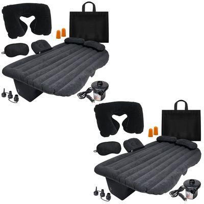 VaygWay Inflatable Car Air Mattress Air Bed w/Pump Kit Back Seat Camping Vacation Blow up Bed Cushion - Sleeping Pad w/ 2 Pillows- 2 Pk Inflatable Car Mattress with Neck Pillow and Ear Plugs