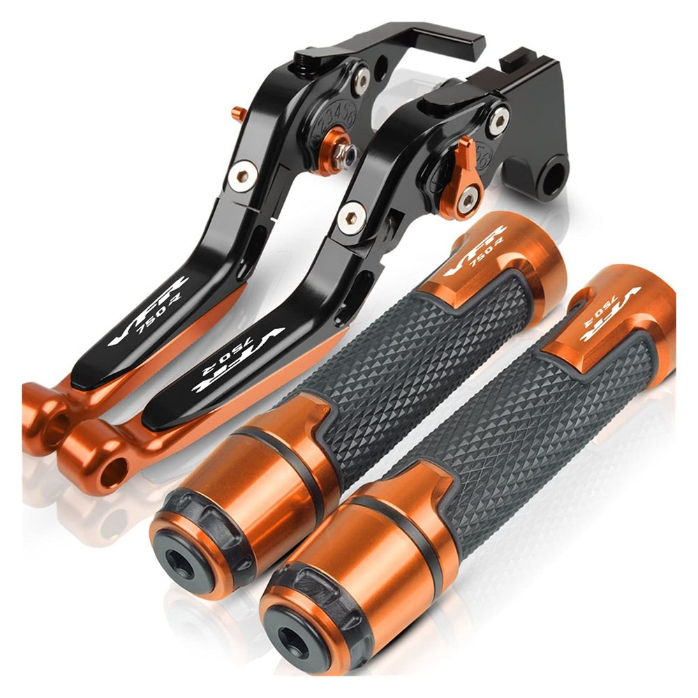 BIRLD Motorcycle CNC Accessories Adjustable Folding Extendable with Logo Brake Clutch Levers Handlebar Hand Grips Ends for Honda VFR 750R VFR750R 1986-1998 Lever (Color : 6)