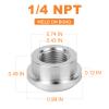 GASHER 2PCS Aluminum Weld On Bung 1/4" NPT Female Weldable Fuel Tank Fittings view 2