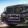 Car Bling License Plate Frame 2 Pack, Sparkly 2 Holes Acrylic Crystal Stainless Steel Universal License Plate Frame with Screw Caps Covers for US Auto Vehicles (Purple) view 2