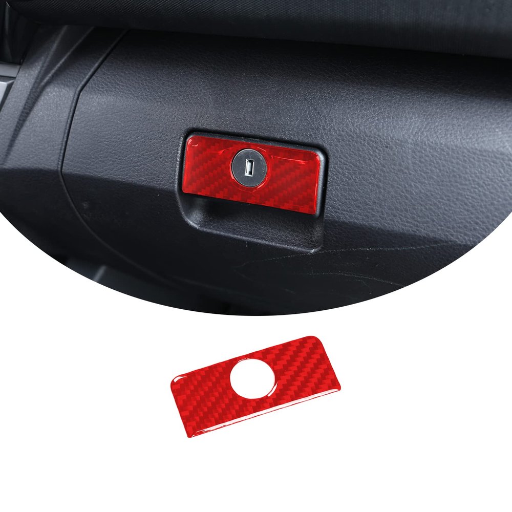 TongSheng for Tacoma 2015 2016 2017 2018 2019 2020 2021 2022 2023 Soft Carbon Fiber 3D Sticker Inner Glove Box Handle Buckle Cover Trim Interior Car Accessories (Red Carbon Fiber)