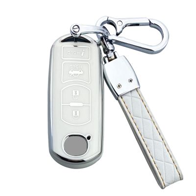 Yuebutor Key Fob Cover Case Compatible with Mazda 3/6/8 Miata MX-5 CX-5 CX-9 RX-8 Atenza Accessories Shell (White)