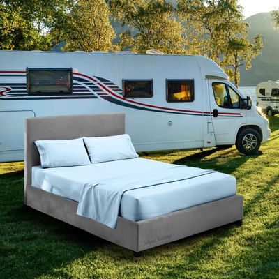 4 PCs Sheet set for Cot Bunk Bed-Cot Size Mattress Sheet-Fitted Cot Sheet Perfect for Narrow Twin/Cot Size/Rv Bunk/Guest Bed Trifold Mattress/34" X 75" Mattress/Camping Cot, Light Blue Color