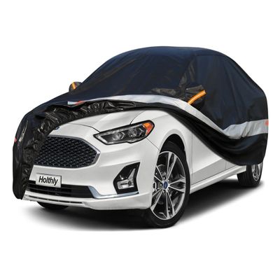 Holthly Sedan Car Cover Custom Fit Ford Fusion 2005-2025, 100% Waterproof Breathable Outdoor Car Covers, Sun Rain Dust Snow Protection.
