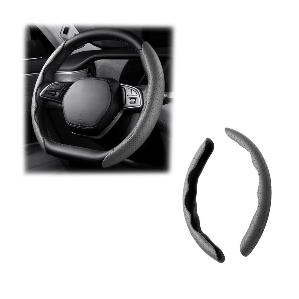 LoyaForba 15 Inch Car Steering Wheel Cover, Segmented, Gray