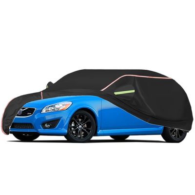 ACHETE Car Covers are Suitable for Volvo C30/ T5/ R-Design/ T5 R-Design,Water, Rain, Sun and Snow Resistant Oxford Fabric Car Cover,with Side Door Zip (Color : Black, Size : C30)