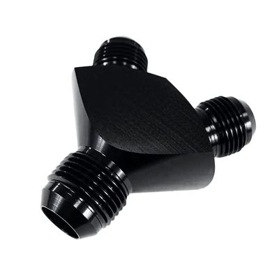 AN12 12-AN Male to 2x AN10 10-AN Male Fitting Adapter 3-Way Y-Block Black T6061 Aluminum Universal