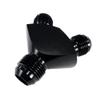 AN12 12-AN Male to 2x AN10 10-AN Male Fitting Adapter 3-Way Y-Block Black T6061 Aluminum Universal view 1