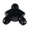 AN12 12-AN Male to 2x AN10 10-AN Male Fitting Adapter 3-Way Y-Block Black T6061 Aluminum Universal view 2
