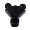 AN12 12-AN Male to 2x AN10 10-AN Male Fitting Adapter 3-Way Y-Block Black T6061 Aluminum Universal view 3
