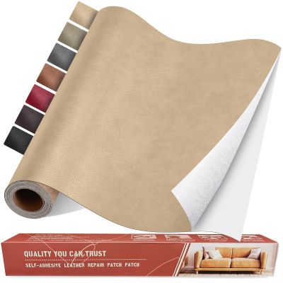 Yikda Self Adhesive Leather Repair Patch Kit, 31.4 in x 16 in Large Vinyl Leather Repair Tape for Furniture, Car Seat, Couch, Sofa, Chair Retro Beige