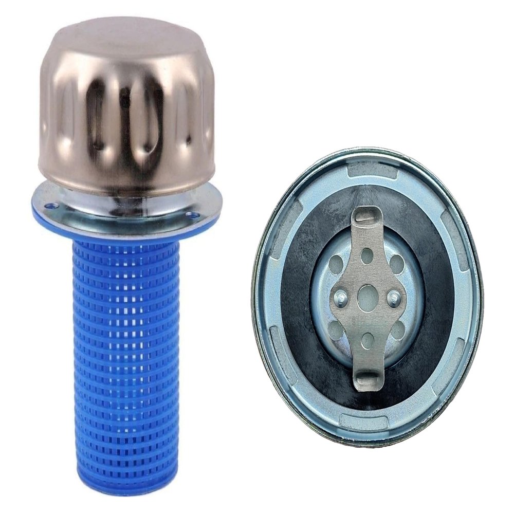 REL Hydraulic Tank Breather Cap for Oil & Fuel Reservoir Metal Filler Vent Cap (with Strainer, Bayonet Lock, Chrome Plated, Tearproof Gasket)
