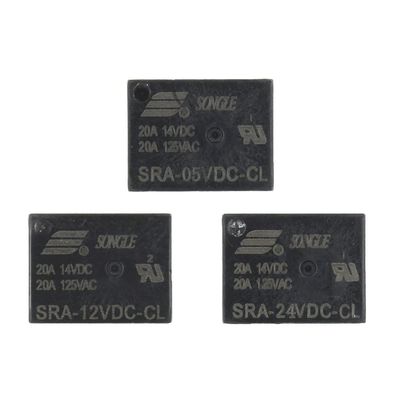 Relay 10Pcs 5V 12V 24V 20A DC Power Relay SRA-05VDC-CL SRA-12VDC-CL SRA-24VDC-CL 5Pin PCB Type in Stock Black Automobile Relay (Size : SRA-05VDC-CL)